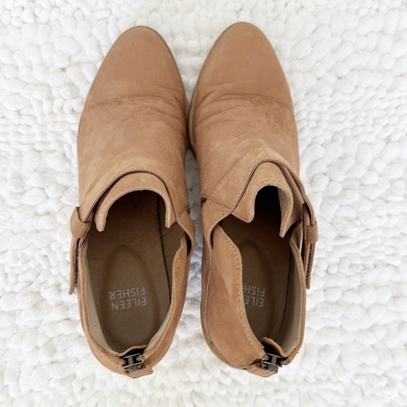 EILEEN FISHER Ives leather booties size 7 brown tan zipper - Picture 2 of 7